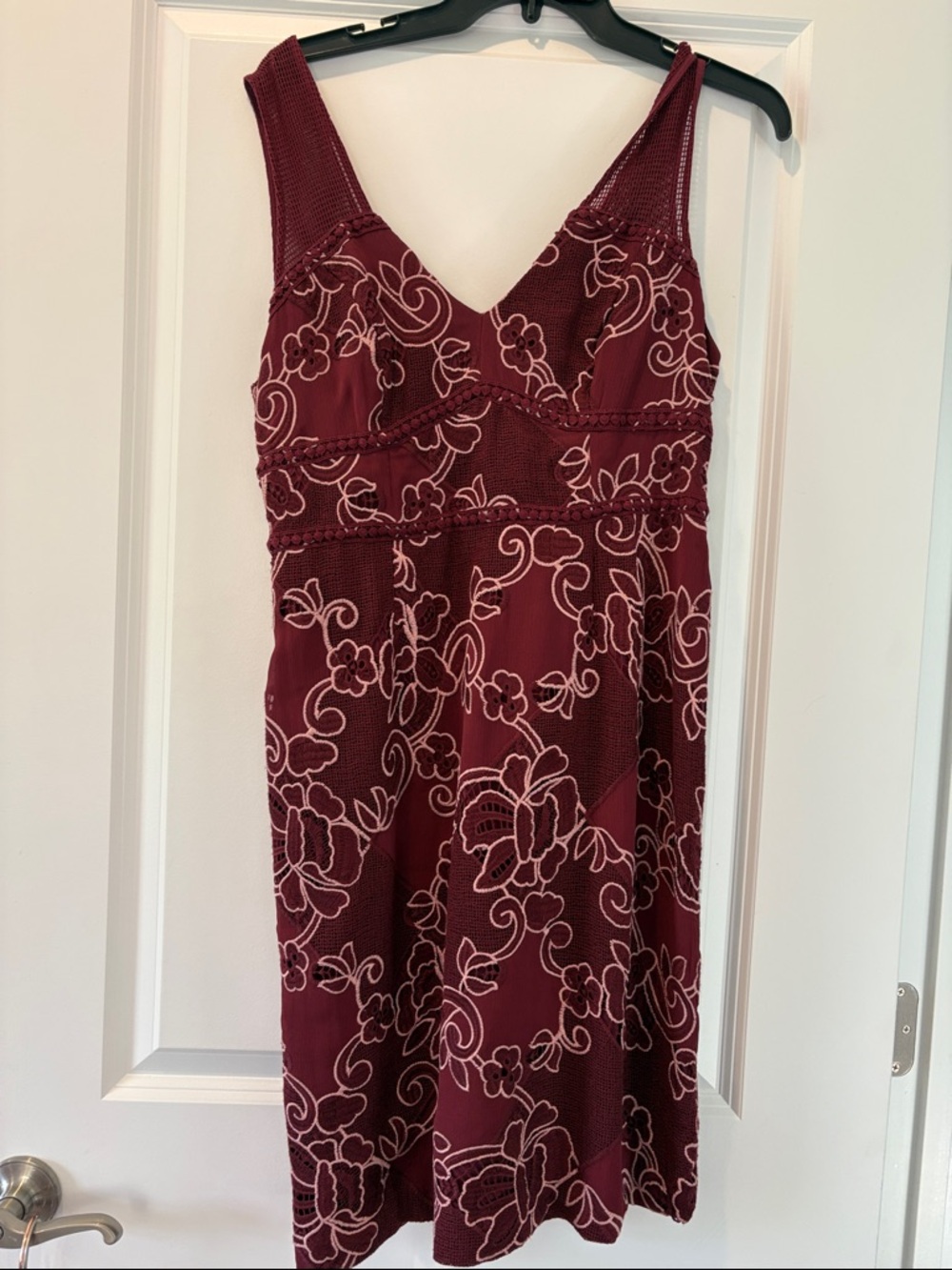 Moulinette Soeurs Burgundy Floral Midi Dress